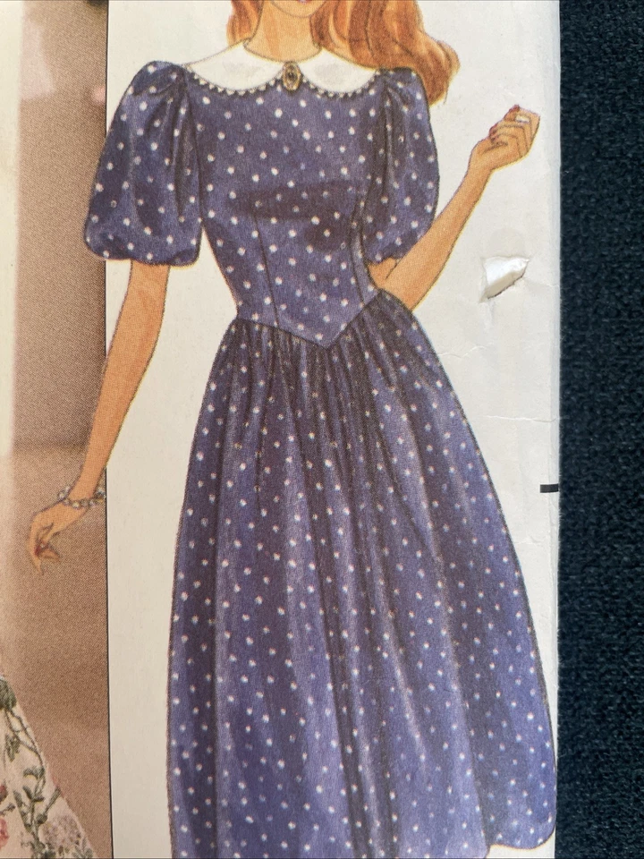Vintage Butterick 4550 NEW Drop Waist Dress Flair Skirt Collar Size 12-14 EASY - Image 2 of 4