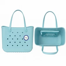 Bogg Bag Large Tote Aqua Blue NWT Beach Pool Waterproof EVA Utility Bag  Insert