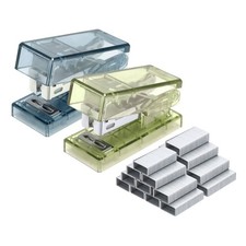 2 Pack Mini Stapler with Staples Small Stapler Cute Portable Clear Green Blue
