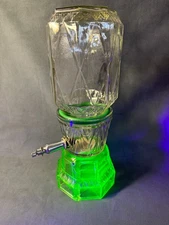 Antique Green River Syrup Dispenser And Jug Uranium Glass Soda Fountain *Rare*