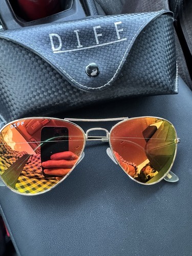 Diff Eyewear Aviator Sunglasses - Gold Frame Fire Lenses