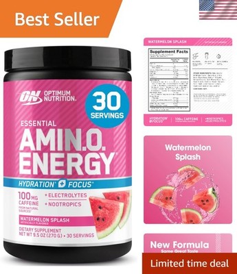 Energy & Focus Enhancer - Amino Powder with Electrolytes, 30 Servings Watermelon