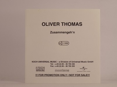 OLIVER THOMAS ZUSAMMENGEH'N (F39) 1 Track Promo CD Single with White Sleeve UNIV