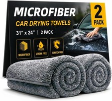 2 Pack Professional Large Microfiber Car Drying Towels 31" x 24" , Scratch Free