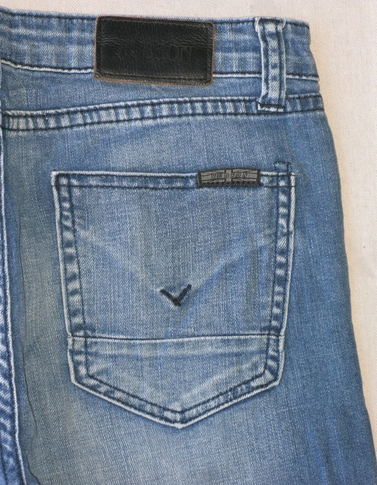 Pantalones de mezclilla rectos ajustados Hudson para niños talla 14 o 28 X 28 azules desgastados + elásticos Foto 3 de 4