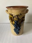 Vintage Italian Pottery Wine Chiller w/ Raised Relief Grapes + Leaves - HB mark — photo 1