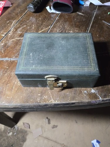 Vintage Estate Jewelry Lot w/ Green Faux Alligator Box - Mid-Century Costume