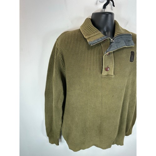 G Star Johann 1/2 Zip Knit Sweater Size XXL Heavy Knit Olive Green Collared - Picture 8 of 13