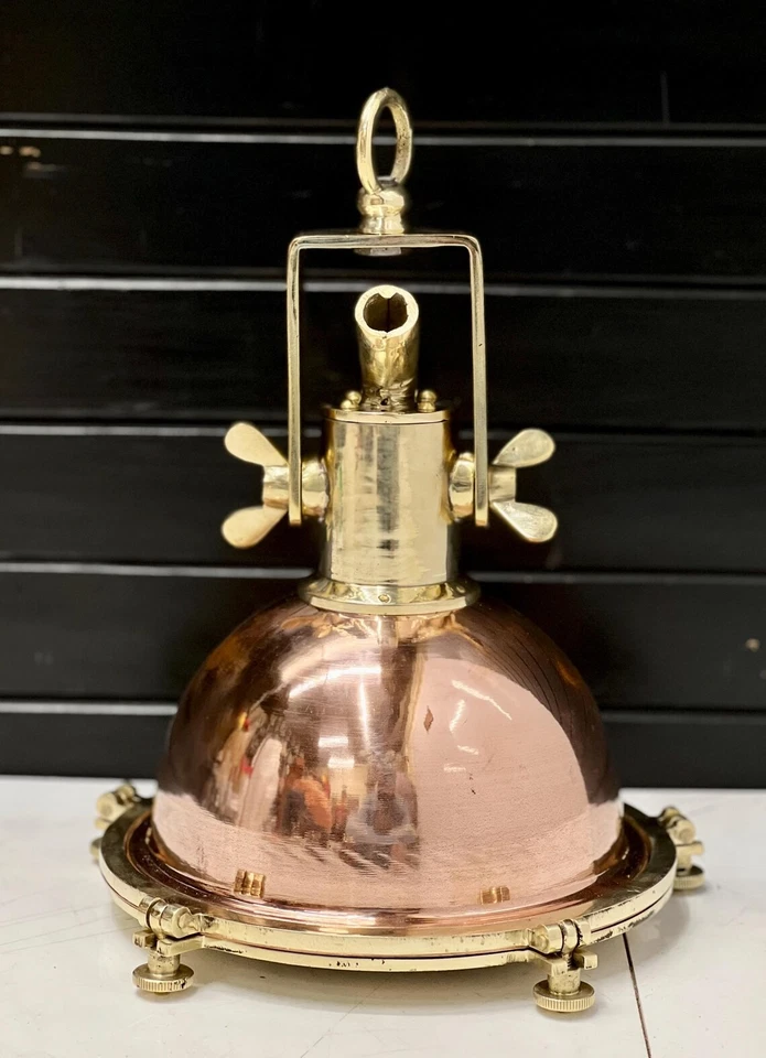 МОРСКОЙ СТАРИННЫЙ МОРСКОЙ ГЛАДКИЙ МЕДИ И ЛАТУНИ ПОДВЕСКА/ПОТОЛОК/ПОДВЕСНОЙ СВЕТ - Изображение 2 из 4