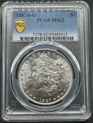 1887/6-O OVERDATE MORGAN SILVER DOLLAR PCGS MS62 02XXXA26