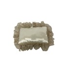 Vintage Satin Lace Wedding Ring Bearer Pillow Bridal Ceremony In Solid Beige