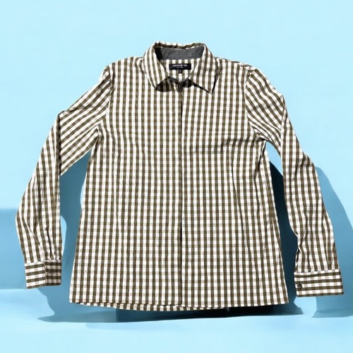 Lafayette 148 New York Womens Collared Button-Down Shirt Stripe Checker Size P - Picture 2 of 20