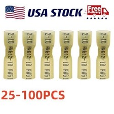 25/100PCS 12-10AWG Spade Female Heat Shrink Wire Connectors Crimp Terminals US