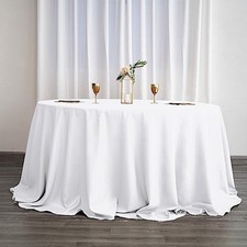 WHITE 132" ROUND POLYESTER TABLECLOTH High Quality Wedding Catering Supplies