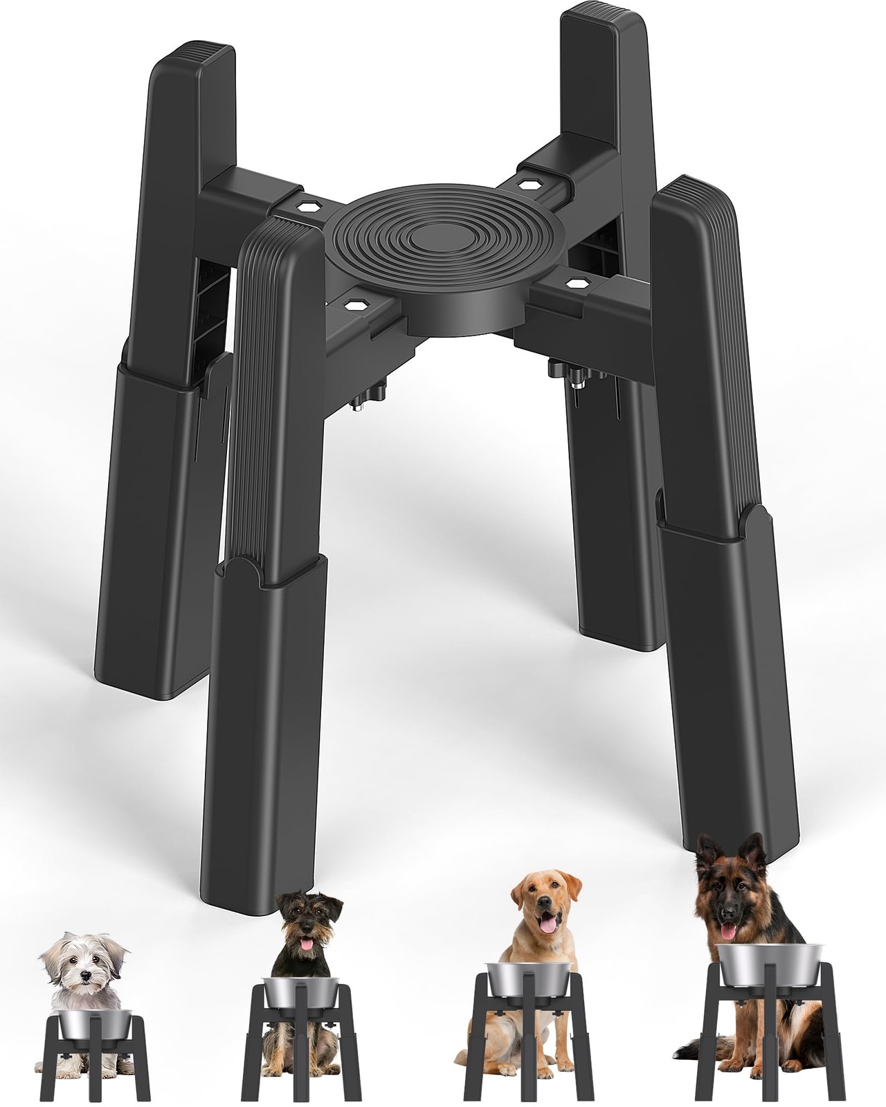 Dog Bowl Stand with Adjustable Height and Width [Stand Only], Elevated Pet Water