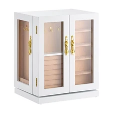 Jewelry Box 360° Rotating Jewelry Organizer with 5 Spacious Drawers White