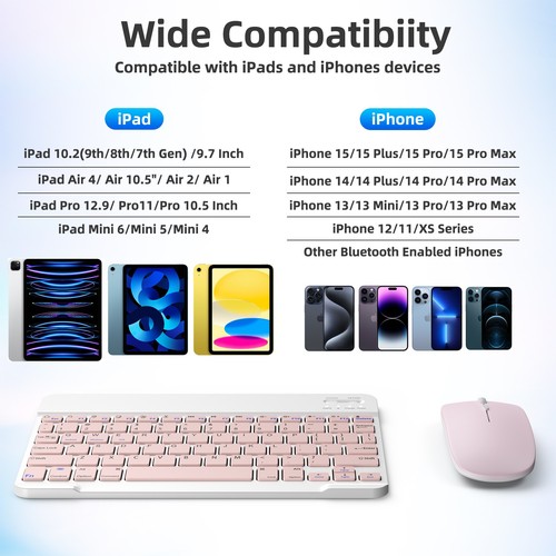 Bezprzewodowy zestaw klawiatury i myszy Bluetooth akumulator do iPada laptopa Mac PC - Zdjęcie 53 z 60