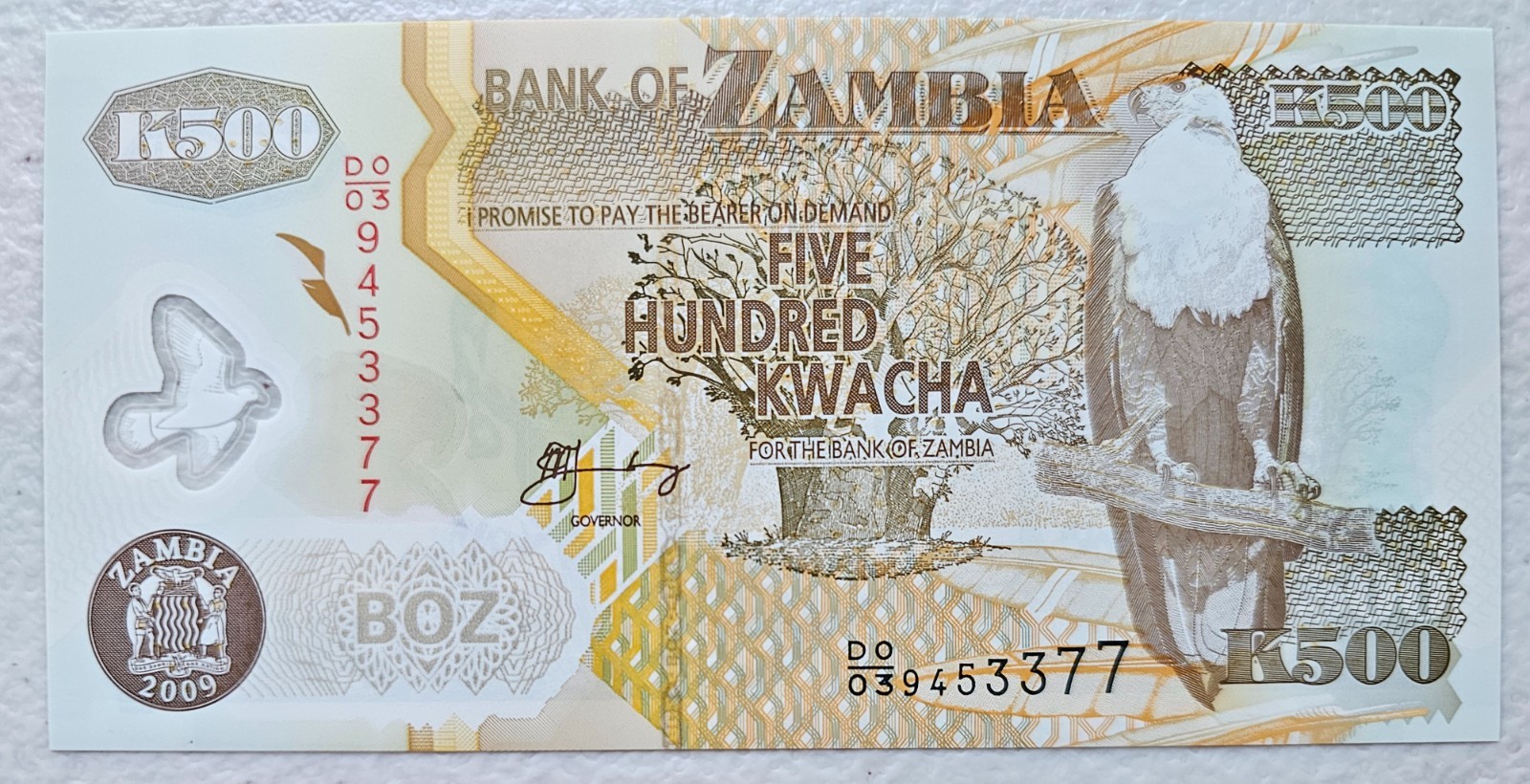 Zambia 500 Kwacha 2009 Polymer Unc