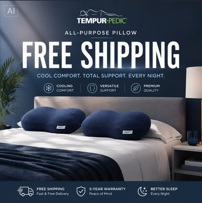 2 Packs Tempur-Pedic All-Purpose Pillow Blue