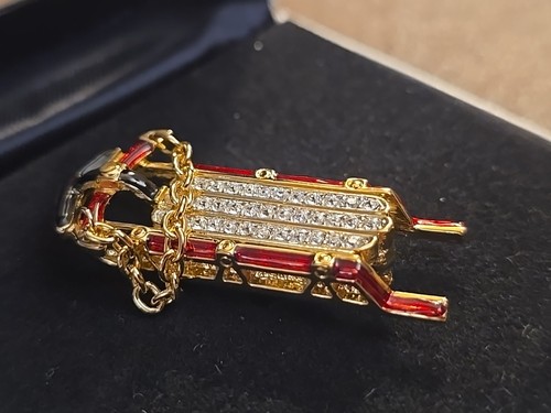Spilla Swarovski segno di cigno spilla vacanza Natale slitta slitta su cartoncino 1515105 - Foto 5 di 14