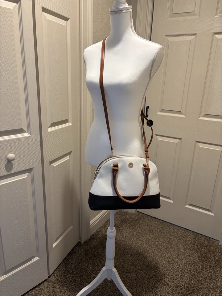 Bolso Bandolera y Cartera Ann Klein Tostado Blanco y Negro Pre-amado Excelente Foto 4 de 4