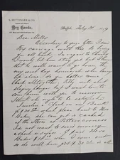 1879 antique S BETTINGER & Co buffalo ny DRY GOODS LETTERHEAD toy carriage