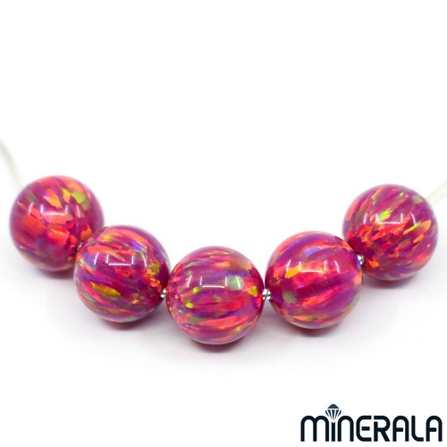 FUCHSIA PINK WITH SPARK SYNTHETIC LAB CREATED OPAL ROUND 3mm-8mm BEADS WP001F9 - Picture 3 of 8