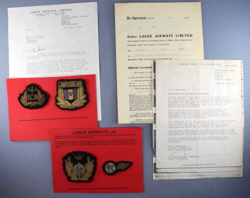 INTERNATIONAL CARIBBEAN AIRWAYS LAKER CAP BADGES FREDDIE SIGNED LETTER AIRLINE - Picture 3 of 6