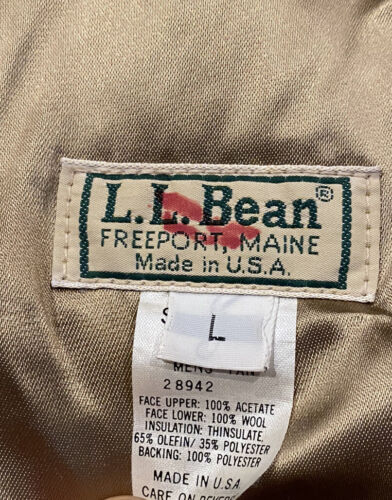 VTG LL Bean Utility Jacket Wool Liner Tan USA Made Corduroy Collar Thinsulate L - Picture 12 of 12