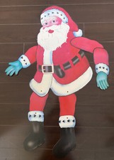 Santa Claus Decoration Cardboard Cut Out Die 35" Tall Jointed Beistle Vintage
