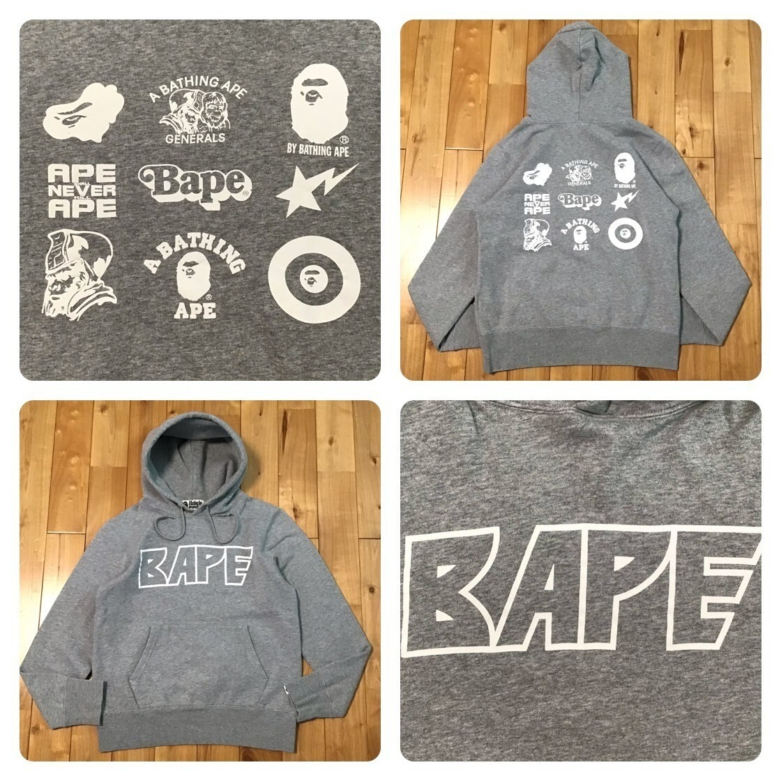 BAPE logo pullover hoodie Gray A Bathing Ape Size S | eBay