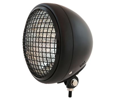 7'' Bottom Mount Motorcycle Headlight Spotlight w/ Grill - Black Clear H4 Halogen