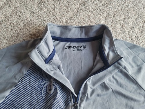 Spyder Dry Web 1/4 Zip Kid’s Boys Large Steel Gray Blue New W Tags MSRP $49.99 - Picture 3 of 8