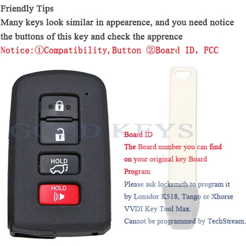 Mando a distancia Prox para Toyota RAV4 2013 14 15 16 17 2018 HYQ14FBA -G placa 0020 Foto 2 de 4