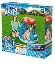 H2OGO Candyville Playtime Pool w/ Sun Shade & Candy Graphics - Holds 7 Gallons