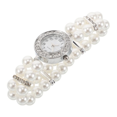 Perlenarmbandschmuck Frau Fräulein Strass Uhr Zierliche Uhren Für Frauen - Picture 6 of 12