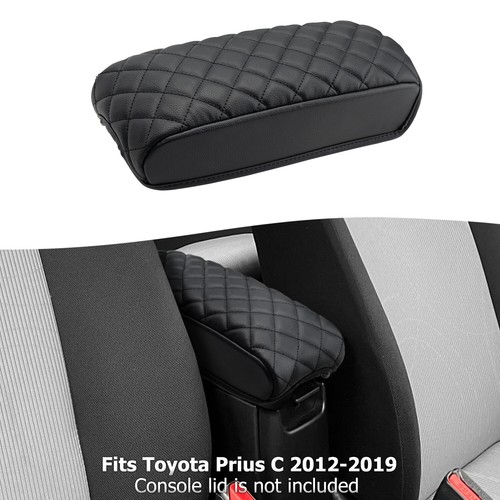 Fits 2012-2019 Toyota Prius C Center Console Lid Armrest Leather Cover Pad Black