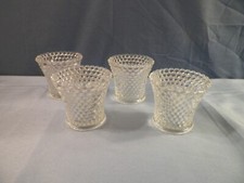 Lot of 4 Clear Glass Hobnail Flared Top Cup Shaped Votive Candle Holders