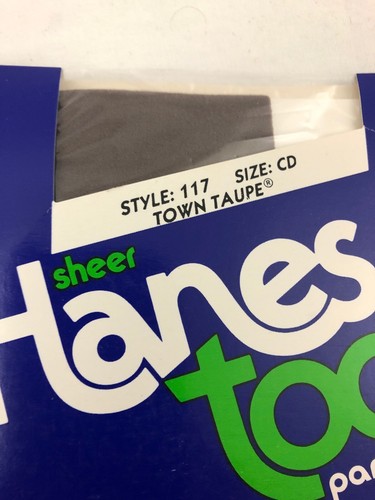 Hanes Too Sheer Pantyhose Sandalfoot Style 117 Size CD Town Taupe & Little Color - Picture 2 of 5