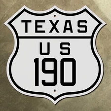 Texas US highway 190 route shield Bryan Temple Killeen 1926 road sign 16x16