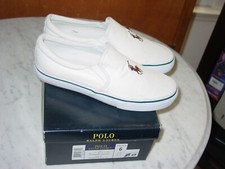 Polo Ralph Lauren RFS10479 White Harbour Slip On Shoes Size 6Y w/Box 