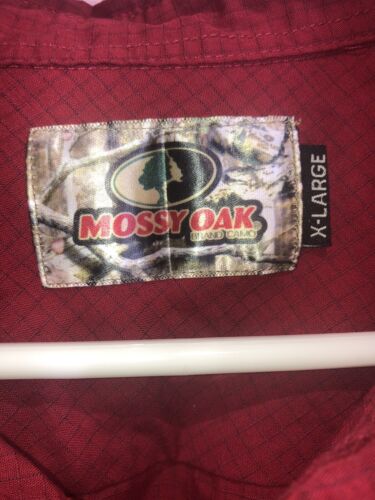 Mossy Oak XL Top Shirt Burgundy Red Casual Button-Down Pocket Cotton Blend B13 - Picture 3 of 11