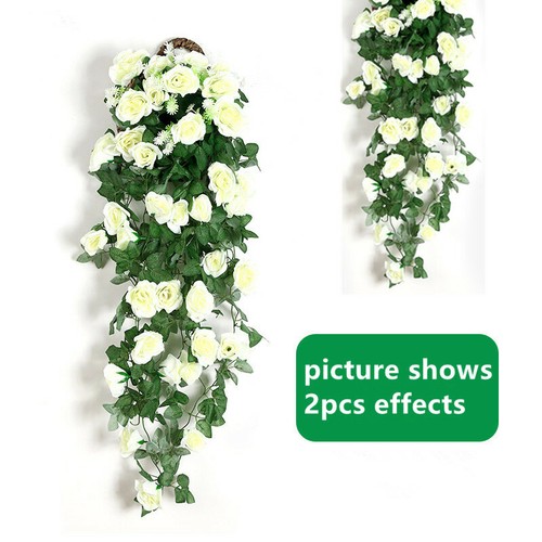 Guirnalda de 35,4" enredadera flor artificial rosa planta de hiedra falsa hogar jardín fiesta decoración - Imagen 17 de 18