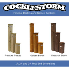1ft,2ft and 3ft Post Garden Fence Post End Extensions (Pressure Treated & Brown)