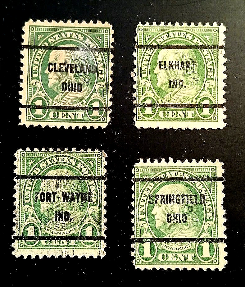 SET OF 8 B BEN FRANKLIN ONE CENT PRECACELED STAMPS - F/ VF  CONDITION - Image 2 of 4