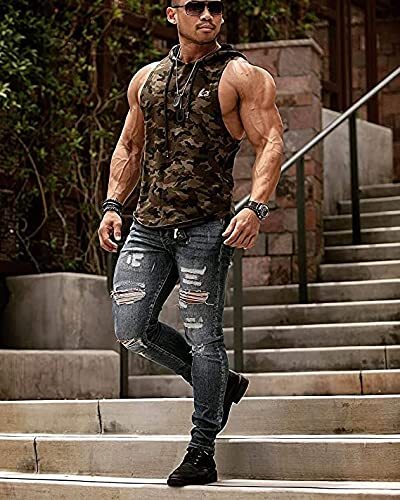 Men's Sleeveless Style Workout Hoodies Perfect for Bodybuilding Fitness & Sports - Picture 16 of 17