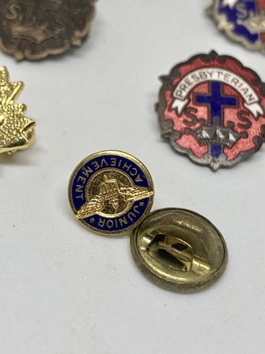 9 pines de solapa la mayoría son pinbacks de la escuela dominical presbiteriana, logros junior - Imagen 3 de 7