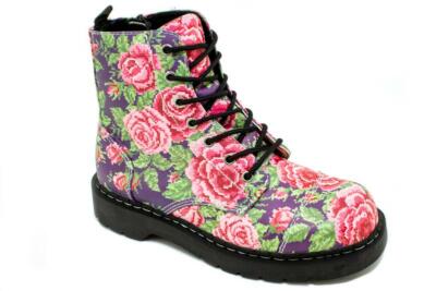 T.U.K. T2231 TUK Anarchic 7-Eye Boot Digitized Rose Sublimation Print mit Zip