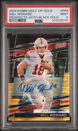 Will Howard Black Gold Prizm Auto /5 PSA 9 MINT Beast! 2024 Panini National VIP