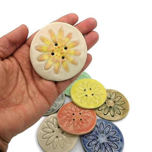 1Pc 60 mm Large Handmade Sewing Buttons, Decorative Flower for Crafts, Coats - Picture 4 of 68